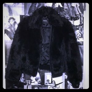 Black Faux Fur Express Cropped Jacket XS